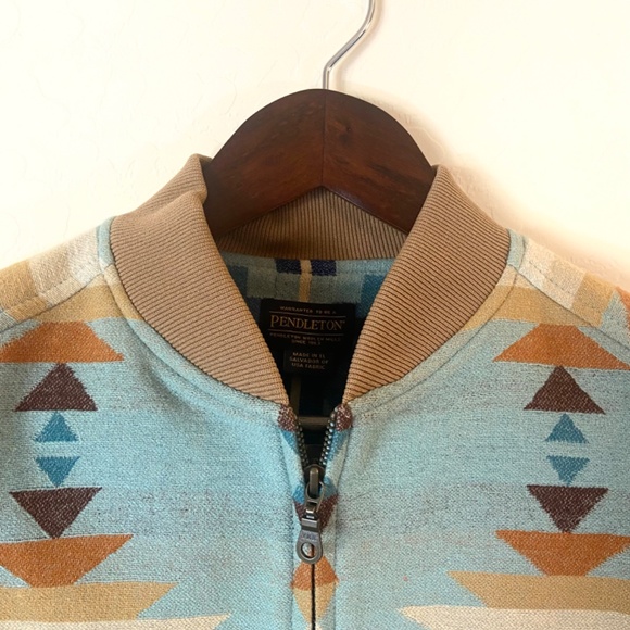 Pendleton Wool Southwestern Aztec Bomber Jacket M Limited Edition Blanket Style - Picture 3 of 12
